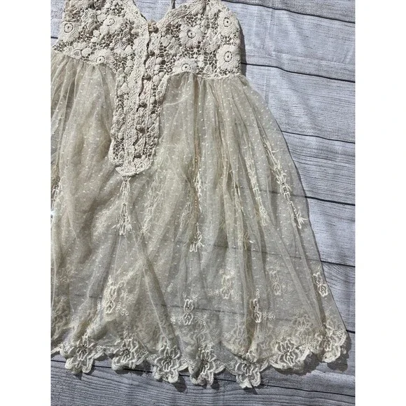 Rare Vintage Free People Say Hello to Heaven Lace Dots Crochet Slip Dress XS - Picture 2 of 13